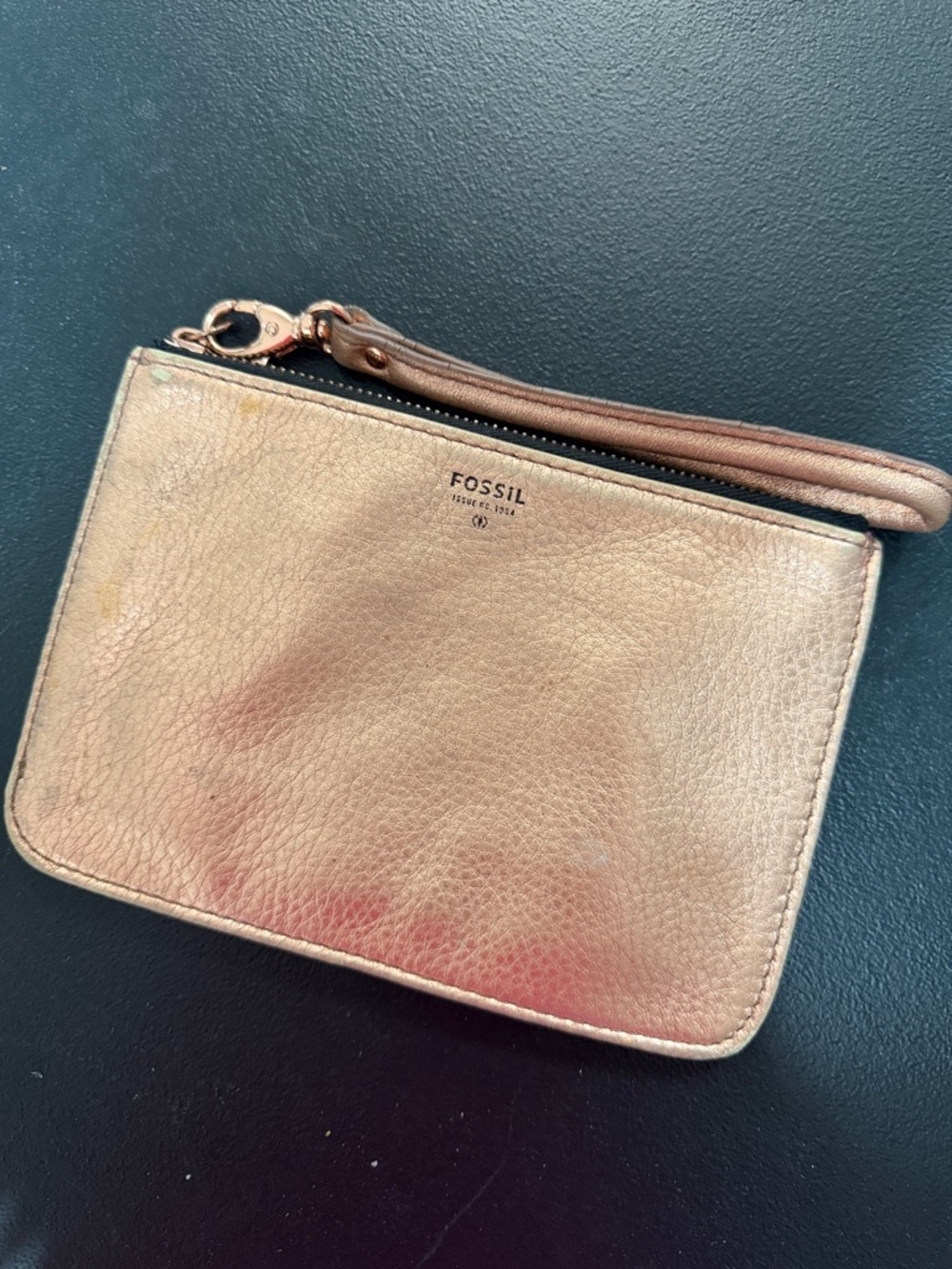 Fossil Metallic Rose Gold Wristlet Pouch